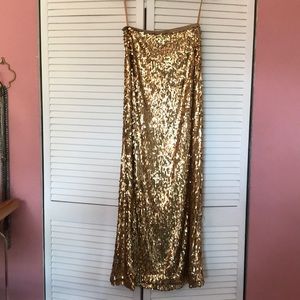 Gold teardrop sequin maxi skirt